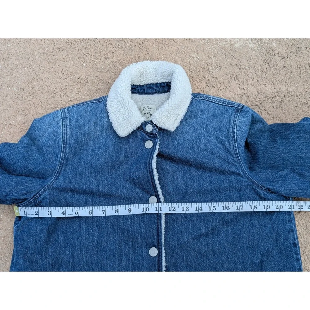 J Crew Denim Sherpa Swing‎ Trucker Jacket Blue Size S